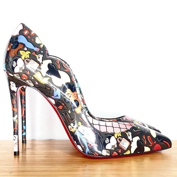 Christian Louboutin “Hot chick” Glamourous Black Multi graphic Patent 100mm EU38 - Picture 5 of 12